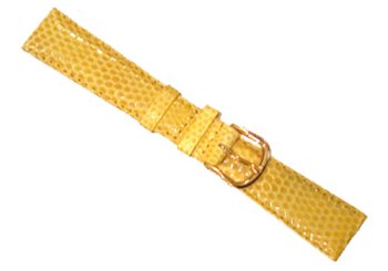 deBeer handcrafted in France Gen Lizard band with a soft hypo allergenic nu buck lining Lemon Size 16 MM
