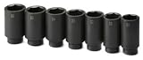 SK Hand Tools 4007 7-Piece 1/2-Inch Drive Axle Nut Deep Impact Socket Set