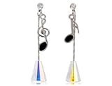 OnceAll 18K RGP Alloy White Crystal Music Note Earrings (White Gold) M.