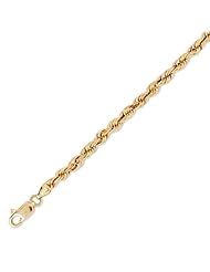 14K Solid Yellow Gold D.C. Rope Chain Bracelet 5mm (3/16 in.) - 8.5 in.