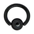 16 Gauge 1/4" Black Anodized Titanium Ball Captive Ring