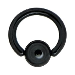 16 Gauge 1/4" Black Anodized Titanium Ball Captive Ring