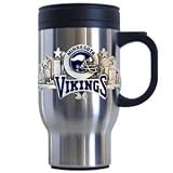 Kitchen & Housewares : Minnesota Vikings Stainless Steel & Pewter Travel Mug