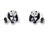 Chinese Giant Panda Bear Sterling Silver and Enamel Earrings