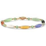 Multi-Color Jade 14k Bracelet 7 1/2