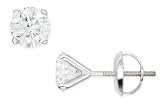 1 1/2 Carat Diamond Stud 14K White Gold Earrings