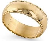 14K Gold Milgrain Classic-Fit Wedding Band, 6mm Wide