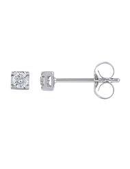 14K White Gold 0.15ct Simply Solitaire Prong Set White Diamond Stud Earrings