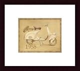 1958 Scooter by Lucciano Simone 7.75X9.75 Framed with Black Wood Frame