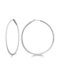 Micro Prong Sterling silver Diamond 0.63ct round hoop Earring (H-I, I2-I3)