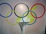 OLYMPIC RINGS TORCH AND FLAMES PRINT (GYMNASTICS)