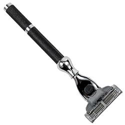 Black Metal Triple Blade Razor from Parker Safety Razor - Accepts Mach 3 Blades