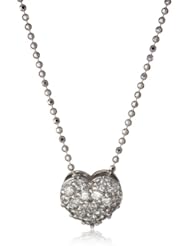 KC Designs "Peace and Love" 14k White Gold and Diamond Heart Pendant Necklace Chain, 16"