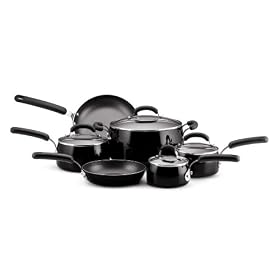 Farberware Porcelain 10 Piece Cookware Set, Black