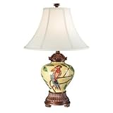 Hand-Painted Parrot Ceramic Ginger Jar Table Lamp
