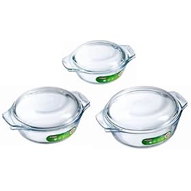 Pyrex 3-Piece Round Casserole Set, 0.75 L, 1.25 L, 2.0 L Casseroles