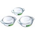 Pyrex 3-Piece Round Casserole Set, 0.75 L, 1.25 L, 2.0 L Casseroles
