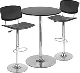 Winsome Wood 93340 3pc Pub Table Set, 28 Round Table with 2 Airlift Stools (Black / Metal)