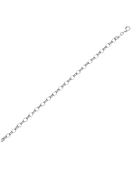 BRI Sterling Silver Round Cable Link Charm Bracelet - Made in Italy - Nickle Free - 6.7mm