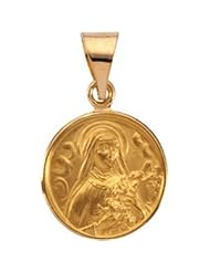 St. Saint Theresa Medal Pendant 18K Gold Yellow R16938