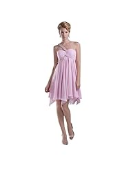 Chiffon One Shoulder Lace  Sequined Beaded Applique Backless Short Evening Dress/Bridesmaid Dress/Prom Dress/Party Dress  With Ruffles