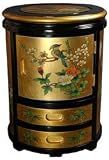 Asian Furniture & D&eacute;cor - 18" Japanese Lacquered Stool Oriental End Table Cabinet ( Gold )