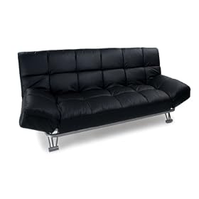 Miliboo - Canap� convertible cuir noir 3 places Manhattan