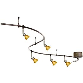 Alfa Lighting 55308-BRZ-AMB 300W MonoTrack 5 Light Kit with SP328 Fixtures, Vintage Bronze with Amber Glass