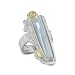 Myron Panteah Sterling Silver Elongated Gray Agate Ring with 14k Gold Accents