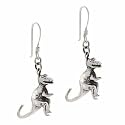 Sterling Silver mean T Rex Dinosaur Dangle Earrings