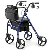 Hugo Elite Rolling Walker with Seat, Backrest and Saddle Bag