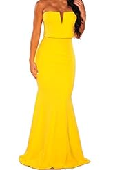 Strapless Plunging Neck Spring Summer Winter Polyester/Spandex Evening Dress/Prom Dress/Maxi Dress 