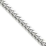 14k White Gold 8.0mm Domed Curb Chain Anklet - 9 Inch