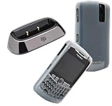 Combo of Charging Pod and White Silicone Skin Cover Case for Blackberry Curve 8300 8330 8320 8310