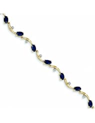 3.8 Carat 14K Gold Diamond and Sapphire Oval Bracelet