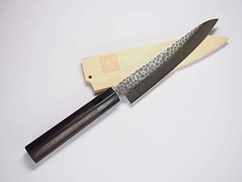 Norisada Hammered Damascus Paring Knife 6-Inch Shitan Handle & Saya Cover