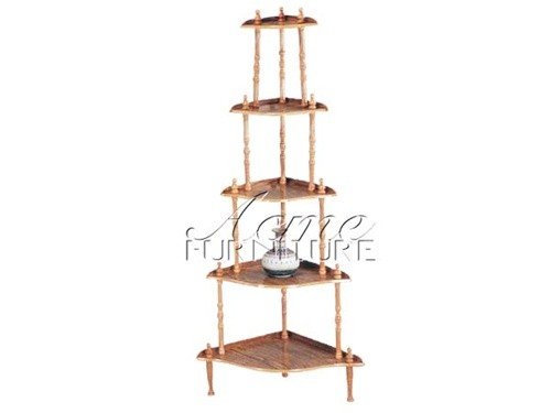 Wooden 5 Tier Corner Rack in a Oak Finish by Acme Furniture Wooden 5 Tier Corner Rack in a Oak Finish by Acme Furniture