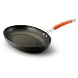Rachael Ray Hard Anodized Nonstick 15-Inch Oval Grill Pan, Orange