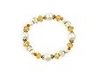 Topaz Colored Glass and Faux Pearl Stretch Bangle Bracelet Fashion Jewelry