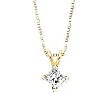0.49 ct. G - SI2 Princess Cut Diamond Solitaire Pendant with Chain