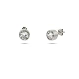 Sterling Silver Earrings with Bezel Set CZ