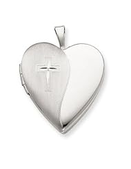 Genuine .925 Sterling Silver 20mm Cross Satin/Polished Heart Locket. 100% Satisfaction Guaranteed.