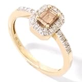 14K Gold Step Cut Champagne & White Diamond Ring