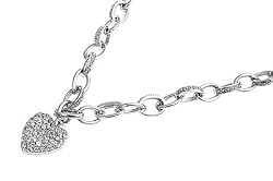 Sterling Silver Necklace with Heart-Shaped Pendant and Clear CZ - Chain: 16-18" (adjustable) Height: 19mm