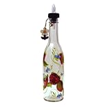 ArtisanStreet's Strawberry Design on Clear Glass Pour Bottle. Hand Painted & Signed by Artisan