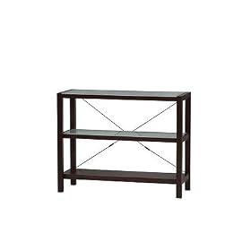 Devin Three Shelf Wood Bookcase with Glass Shelves by SmartBargains