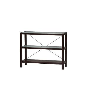 Devin Three Shelf Wood Bookcase with Glass Shelves by SmartBargains