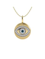 14K Yellow Gold Diamond Evil Eye Pendant Necklace by Proposition Love