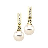 14K Yellow Gold Akoya Cultured Pearl and Diamond Earrings