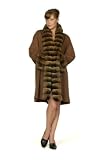 100% 17 Ounce Loro Piana Cashmere Straight Body 7/8 Coat w/Large Dyed Chinchilla Tuxedo & Cuffs USA Made
